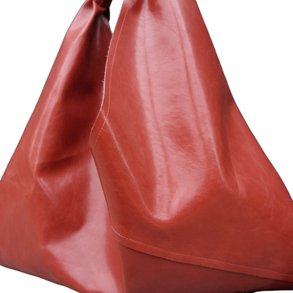 the triangle tote in pomegranate