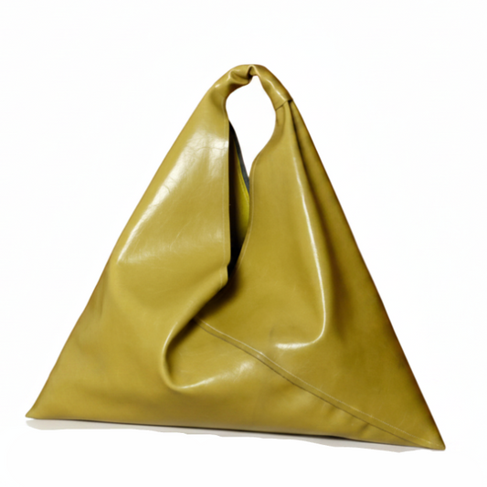 the triangle tote in chartreuse