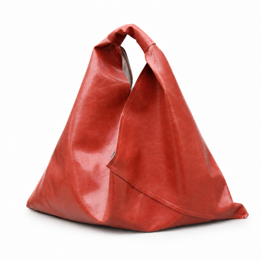 the triangle tote in pomegranate